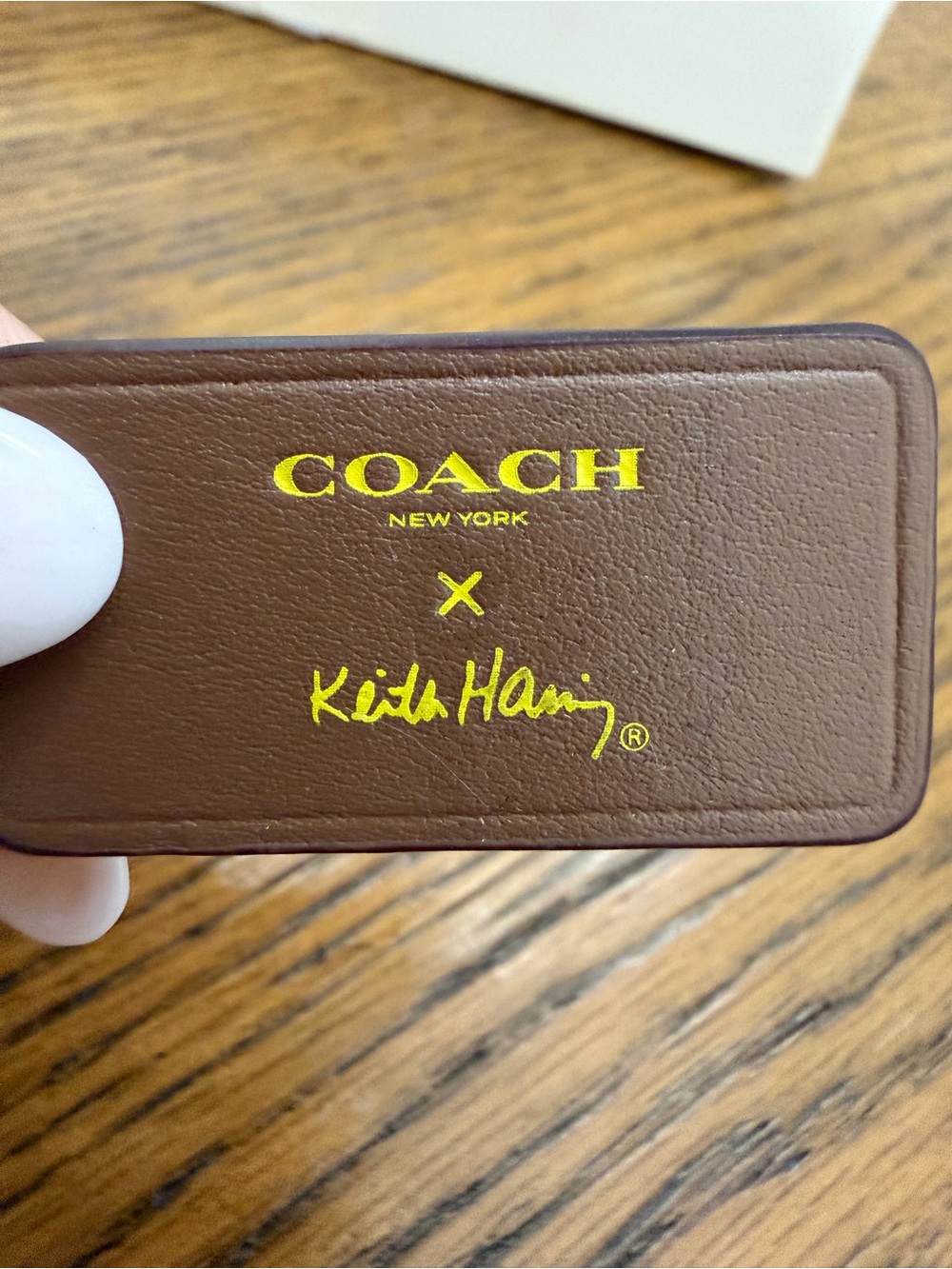RARE COACH x Keith Haring, The Artist, Brown Leather Hang Tag Charm